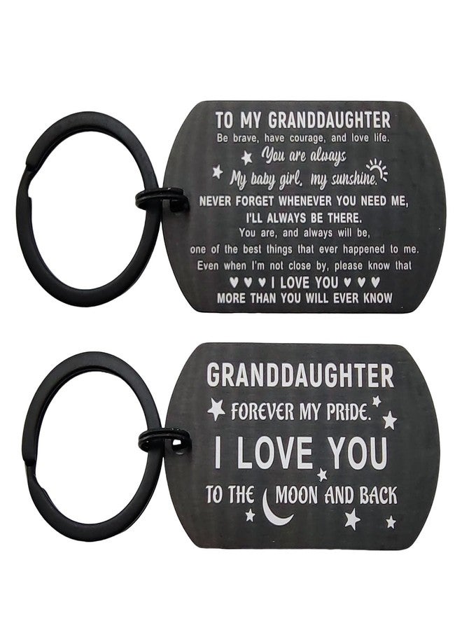 DGXMD To My Granddaughter Gifts - Engraved Metal Granddaughter Keychain - Birthday Graduation Gifts for Granddaughters from Grandma Grandpa - Image 1